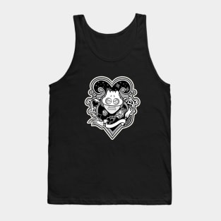 Dope Slluks card with heart ink-pencil black-and-white illustration Tank Top